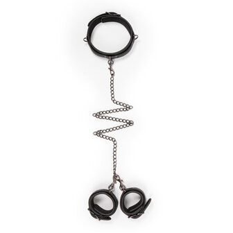Leren halsband met handboeien