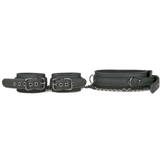 Leren halsband met handboeien