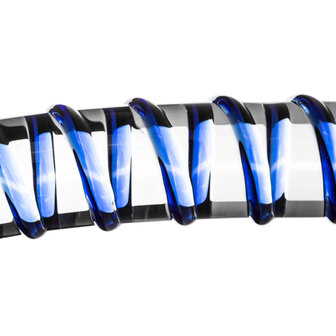 Glazen G-Spot/Prostaatdildo Met Blauwe Ribbels - Transparant