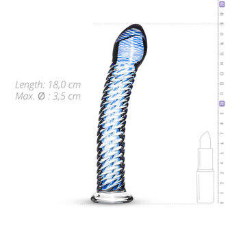Glazen G-Spot/Prostaatdildo Met Ribbels - Blauw