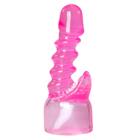 EasyToys Wand Collection ? Geribbeld roze opzetstuk