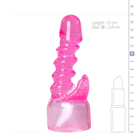 EasyToys Wand Collection ? Geribbeld roze opzetstuk