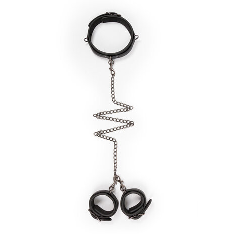 Leren halsband met handboeien