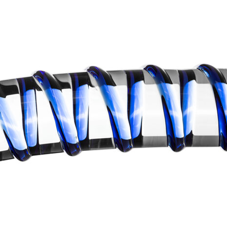Glazen G-Spot/Prostaatdildo Met Blauwe Ribbels - Transparant