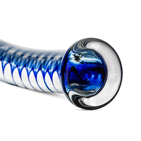 Gebogen G-Spot/Prostaatdildo Met Blauw Spiraal - Transparant