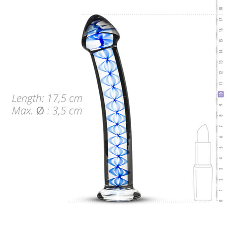 Gebogen G-Spot/Prostaatdildo Met Blauw Spiraal - Transparant