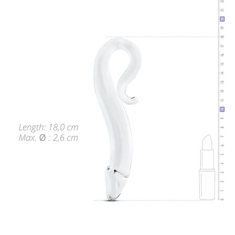 Gebogen Glazen Dildo Met Handvat - Transparant